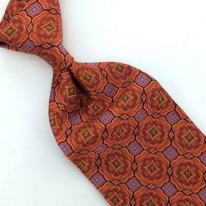Robert Talbott Tie Best Of Class Orange Blk Medallion Necktie Luxury Silk L5 New